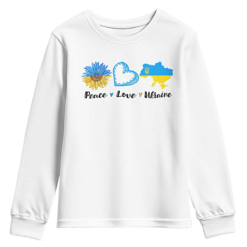 Peace Love Ukraine Sunflower Flag Youth Sweatshirt