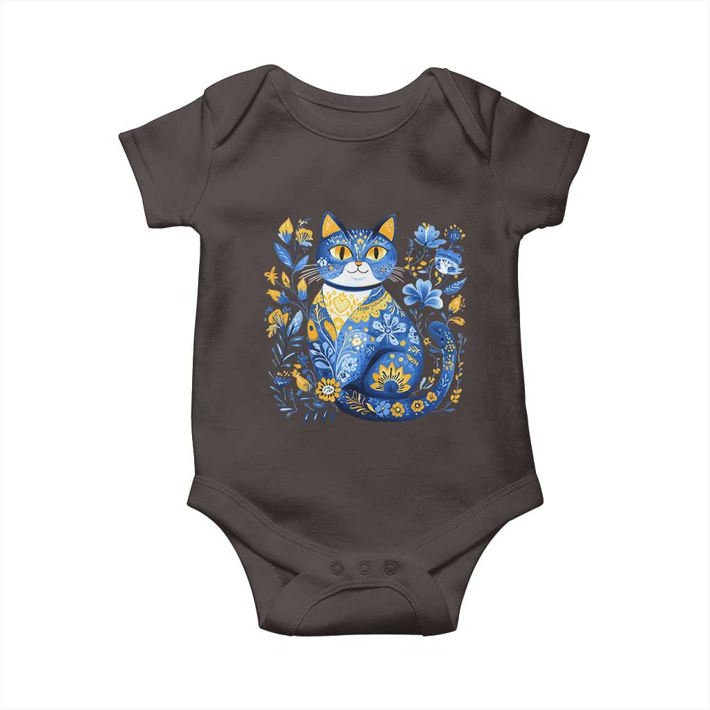 Ukraine Cat Floral Vintage Ukrainian Flag Baby Onesie