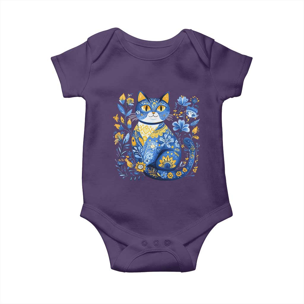 Ukraine Cat Floral Vintage Ukrainian Flag Baby Onesie