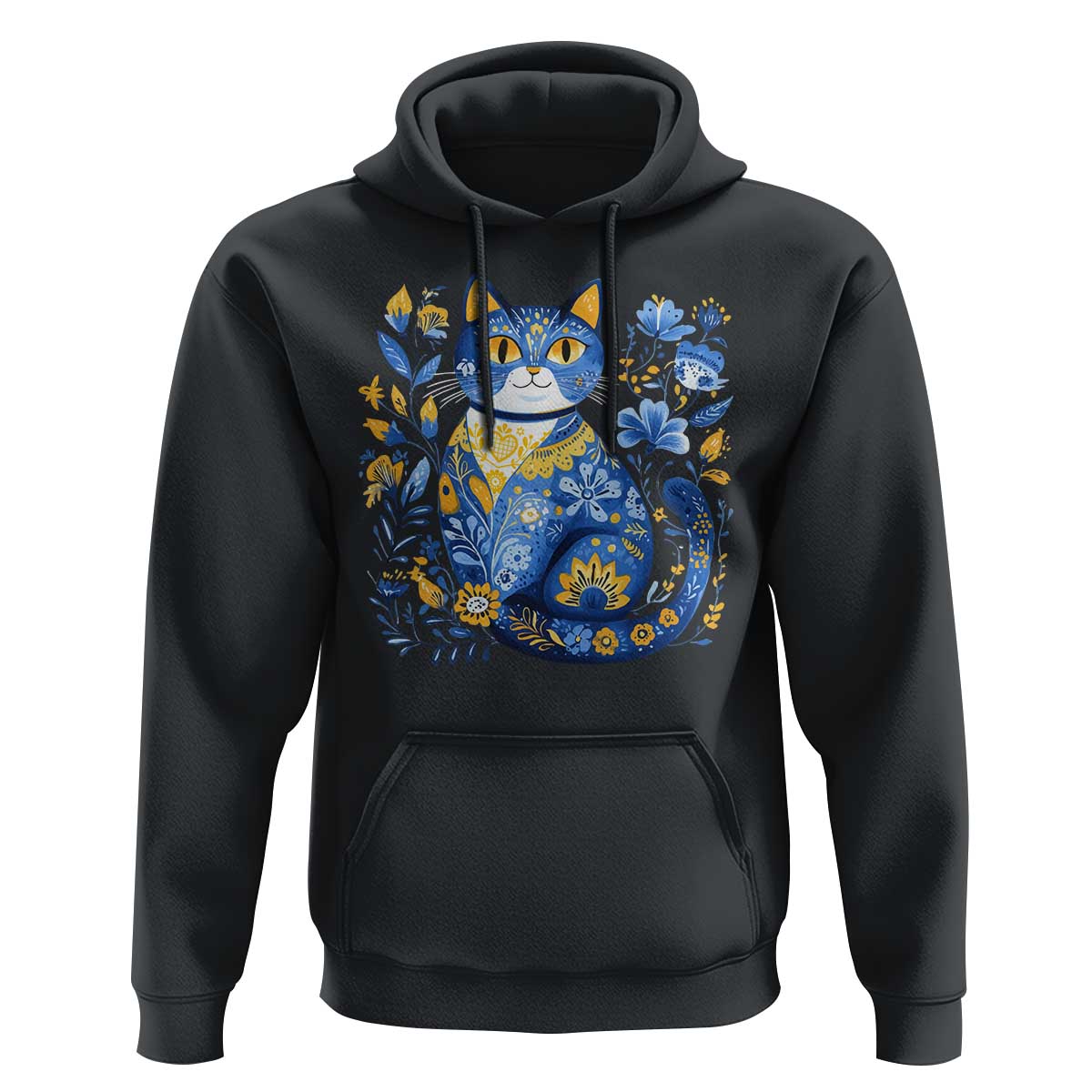 Ukraine Cat Floral Vintage Ukrainian Flag Hoodie