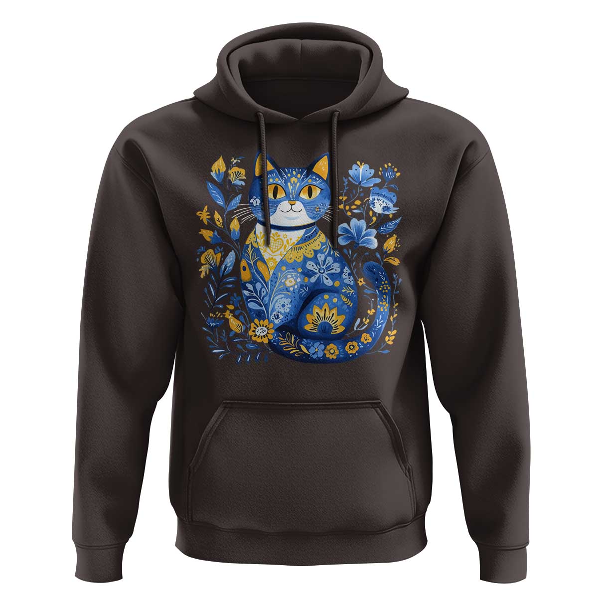 Ukraine Cat Floral Vintage Ukrainian Flag Hoodie