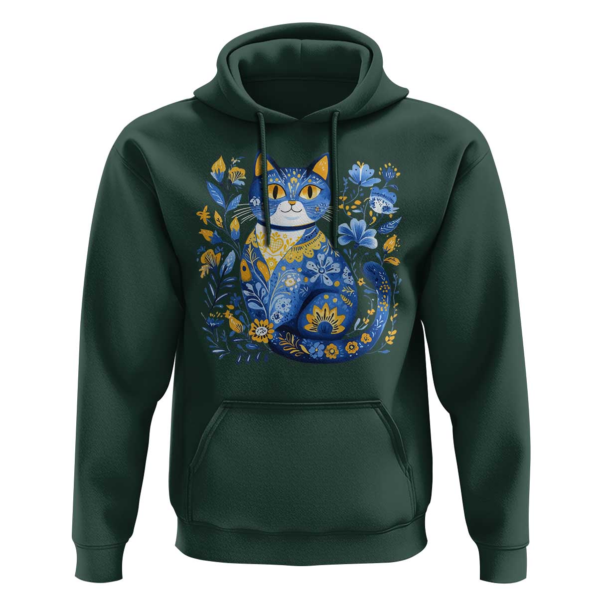 Ukraine Cat Floral Vintage Ukrainian Flag Hoodie