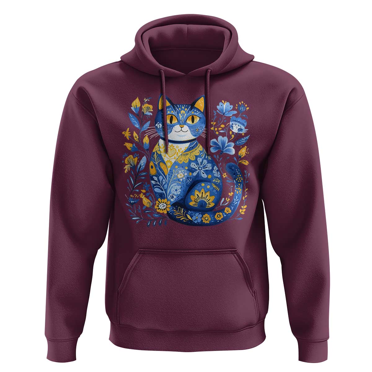 Ukraine Cat Floral Vintage Ukrainian Flag Hoodie