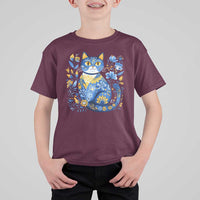Ukraine Cat Floral Vintage Ukrainian Flag T Shirt For Kid