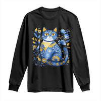 Ukraine Cat Floral Vintage Ukrainian Flag Long Sleeve Shirt