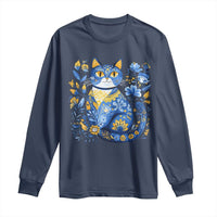 Ukraine Cat Floral Vintage Ukrainian Flag Long Sleeve Shirt