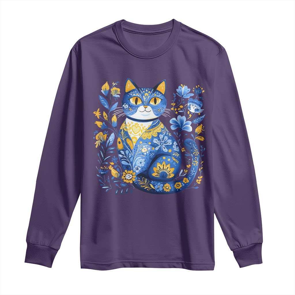 Ukraine Cat Floral Vintage Ukrainian Flag Long Sleeve Shirt