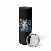 Ukraine Cat Floral Vintage Ukrainian Flag Skinny Tumbler