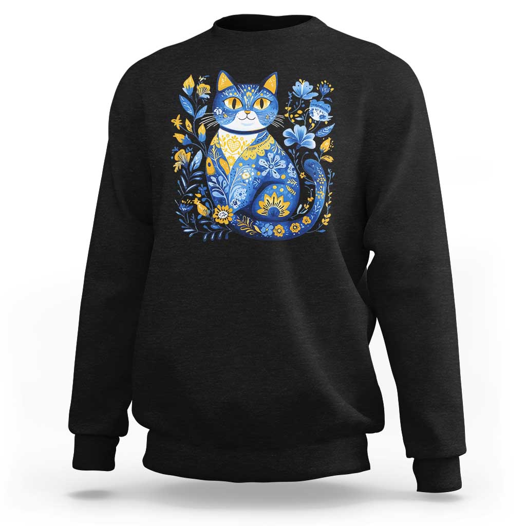 Ukraine Cat Floral Vintage Ukrainian Flag Sweatshirt