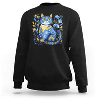Ukraine Cat Floral Vintage Ukrainian Flag Sweatshirt