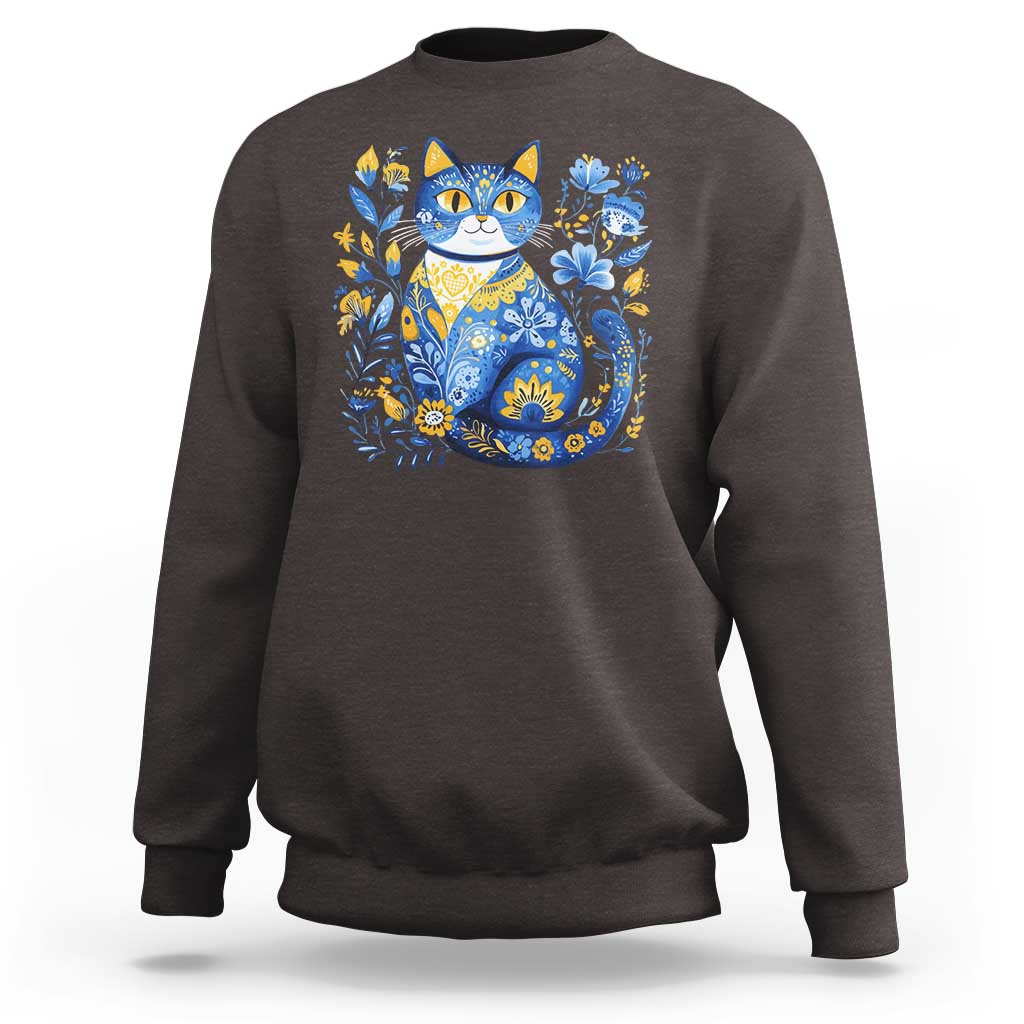 Ukraine Cat Floral Vintage Ukrainian Flag Sweatshirt