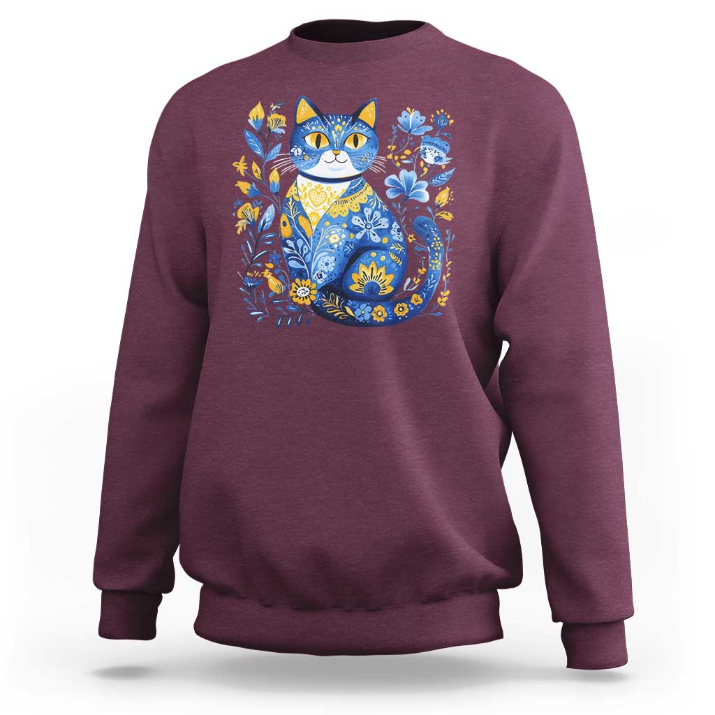Ukraine Cat Floral Vintage Ukrainian Flag Sweatshirt