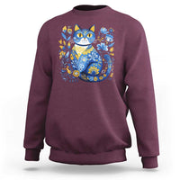 Ukraine Cat Floral Vintage Ukrainian Flag Sweatshirt