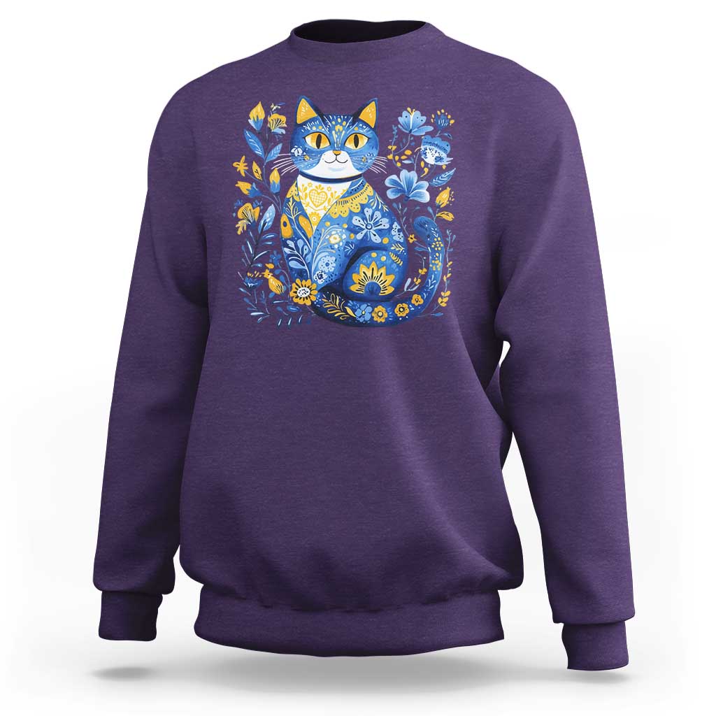 Ukraine Cat Floral Vintage Ukrainian Flag Sweatshirt