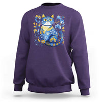 Ukraine Cat Floral Vintage Ukrainian Flag Sweatshirt
