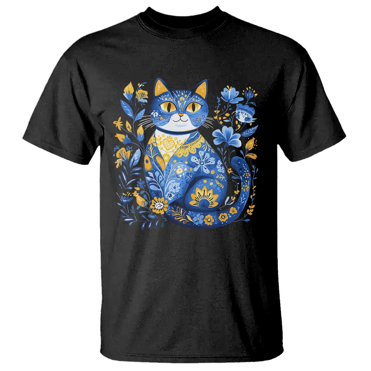 Ukraine Cat Floral Vintage Ukrainian Flag T Shirt