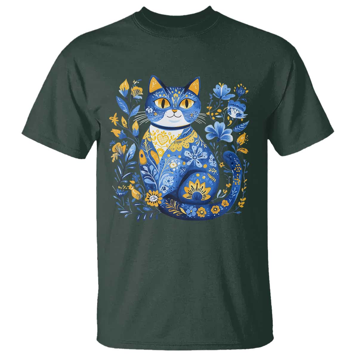 Ukraine Cat Floral Vintage Ukrainian Flag T Shirt