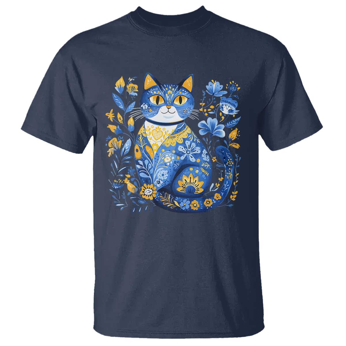 Ukraine Cat Floral Vintage Ukrainian Flag T Shirt