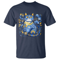 Ukraine Cat Floral Vintage Ukrainian Flag T Shirt