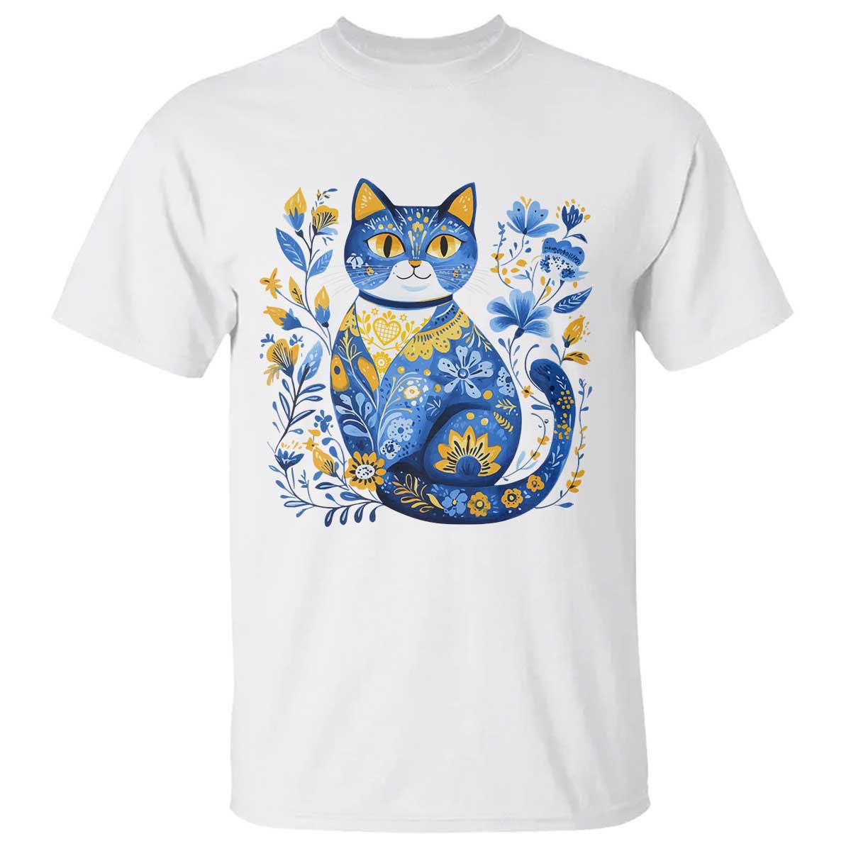Ukraine Cat Floral Vintage Ukrainian Flag T Shirt