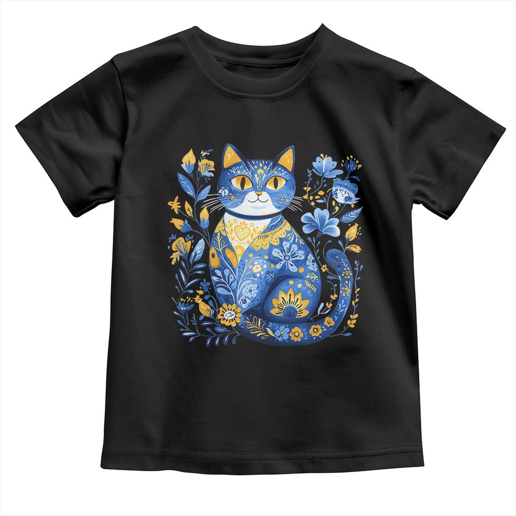 Ukraine Cat Floral Vintage Ukrainian Flag Toddler T Shirt