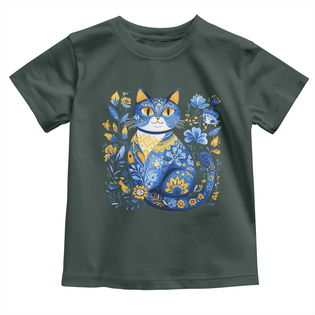 Ukraine Cat Floral Vintage Ukrainian Flag Toddler T Shirt