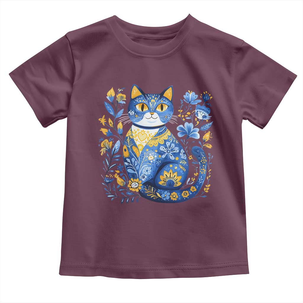 Ukraine Cat Floral Vintage Ukrainian Flag Toddler T Shirt