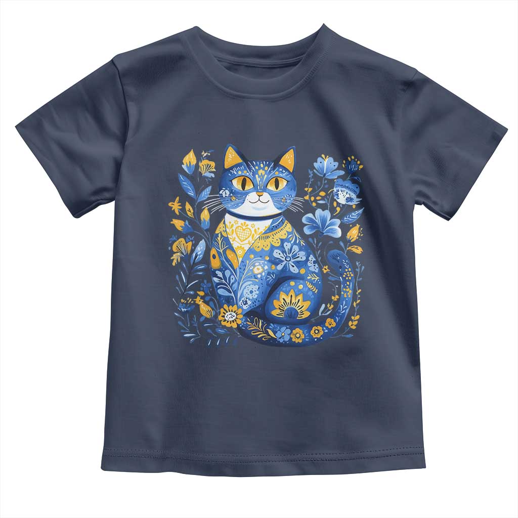 Ukraine Cat Floral Vintage Ukrainian Flag Toddler T Shirt