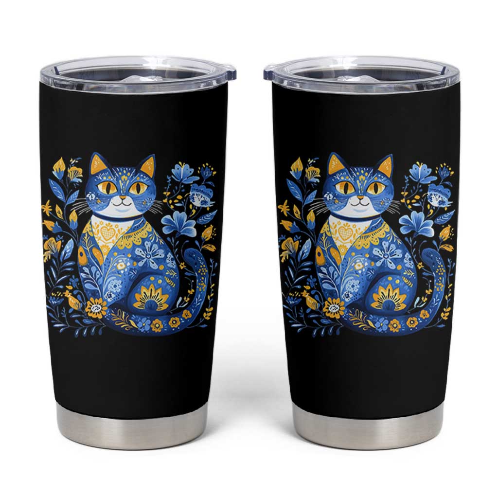 Ukraine Cat Floral Vintage Ukrainian Flag Tumbler Cup
