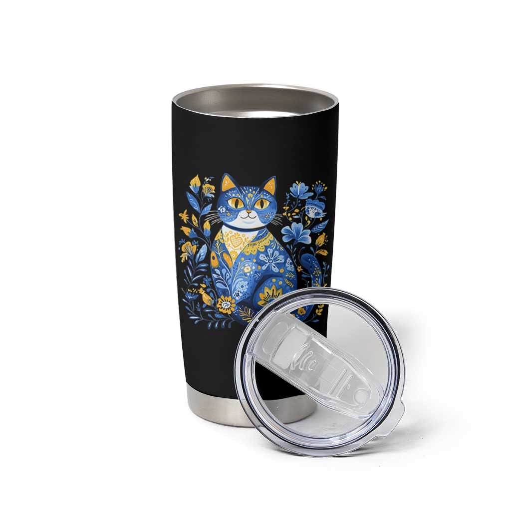 Ukraine Cat Floral Vintage Ukrainian Flag Tumbler Cup