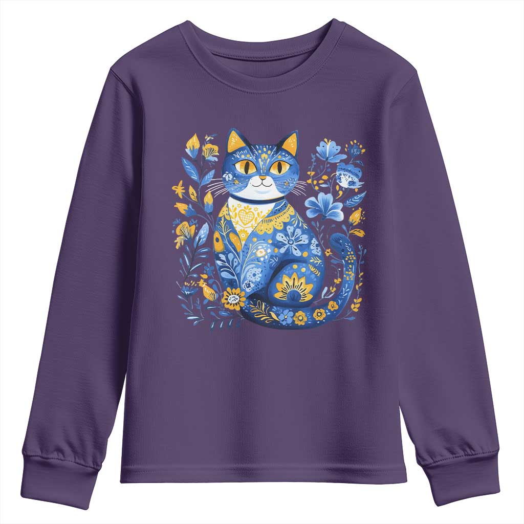 Ukraine Cat Floral Vintage Ukrainian Flag Youth Sweatshirt