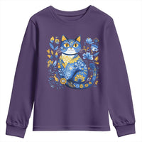 Ukraine Cat Floral Vintage Ukrainian Flag Youth Sweatshirt