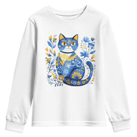 Ukraine Cat Floral Vintage Ukrainian Flag Youth Sweatshirt
