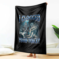 Alpha Wolf Meme Throw Blanket I Clogged Your Toilet Funny Unhinged Stupid Brainrot