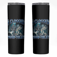 Alpha Wolf Meme Skinny Tumbler I Clogged Your Toilet Funny Unhinged Stupid Brainrot