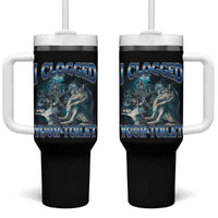 Alpha Wolf Meme Tumbler With Handle I Clogged Your Toilet Funny Unhinged Stupid Brainrot