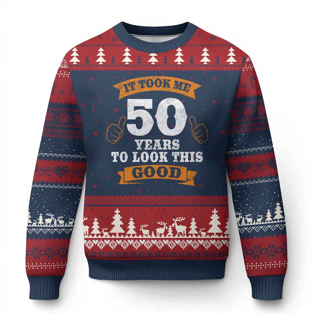 50th Birthday Gifts Ugly Christmas Sweater 50 Year Old Gifts Took Me 50 Years To Look This Good