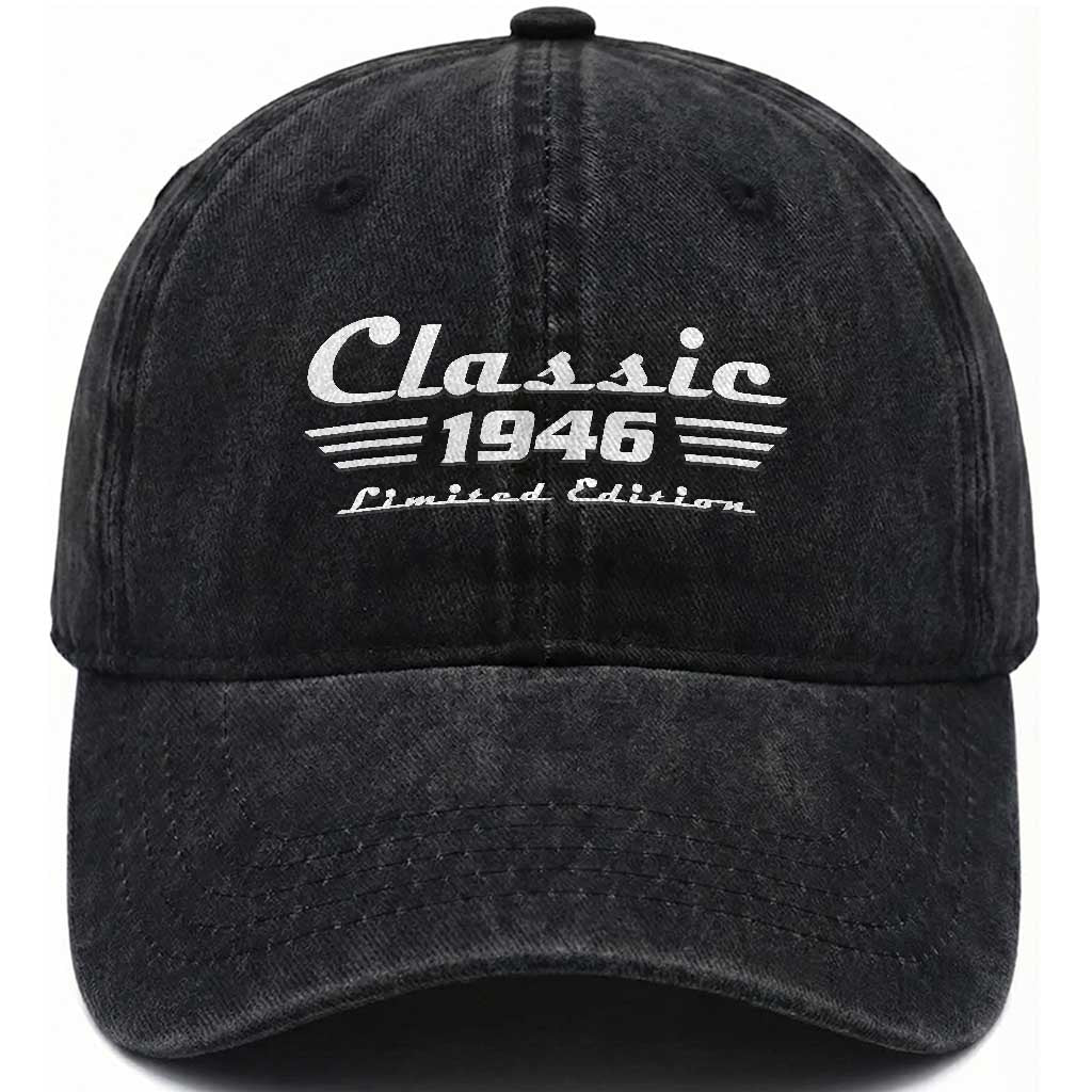 Classic 1946 Birthday Washed Cotton Baseball Cap 80yr 80th Birthday
