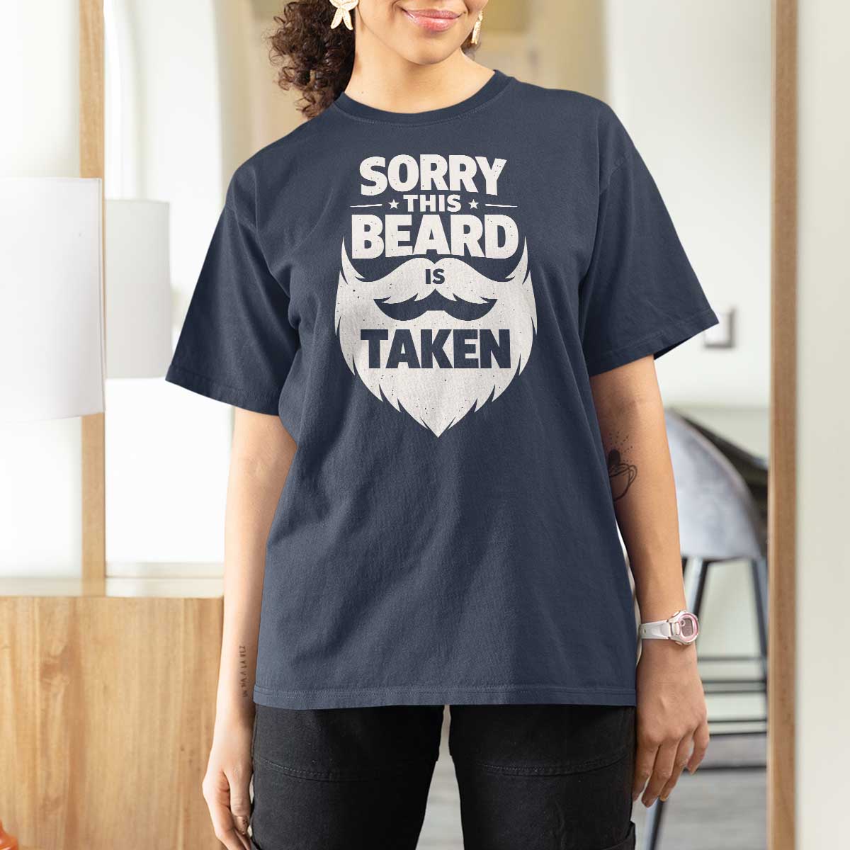 Sorry This Beard Is Taken T Shirt For Women Valentines Day For Him Dad