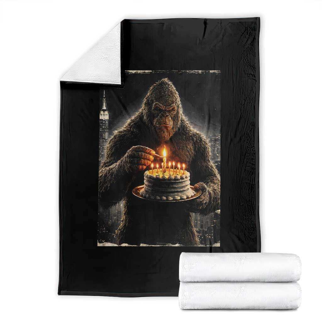 Funny Birthday Bigfoot Throw Blanket Sasquatsch Bday Party Vintage Graphic Japanese Art
