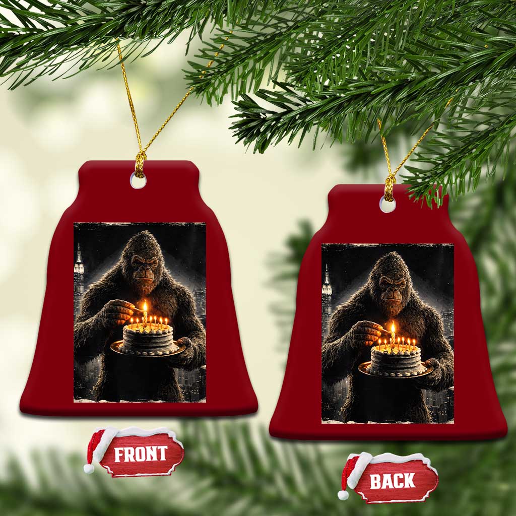 Funny Birthday Bigfoot Ceramic Ornament Sasquatsch Bday Party Vintage Graphic Japanese Art