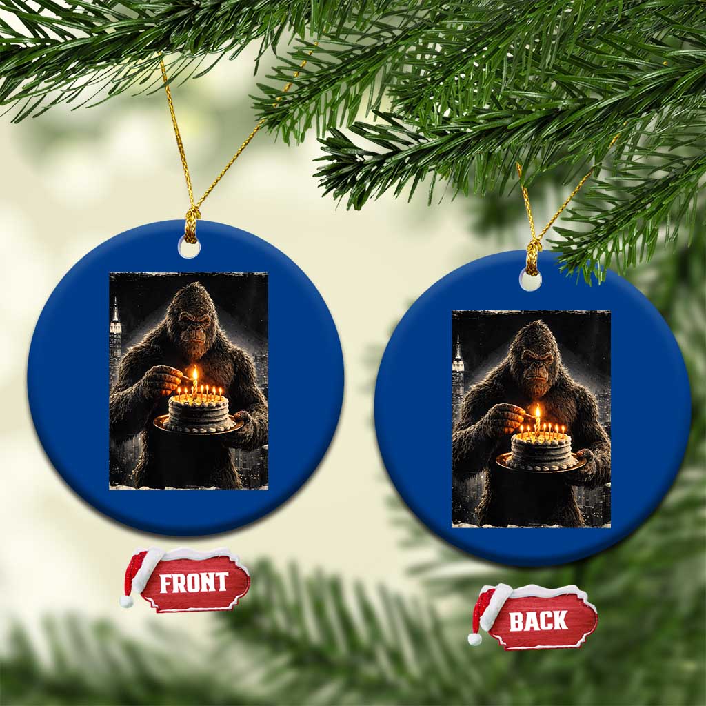 Funny Birthday Bigfoot Ceramic Ornament Sasquatsch Bday Party Vintage Graphic Japanese Art