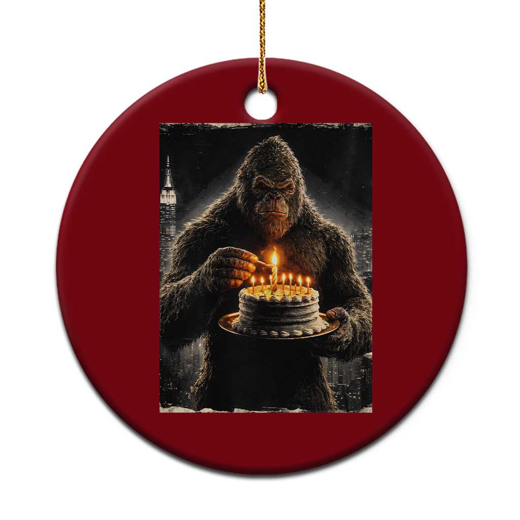 Funny Birthday Bigfoot Ceramic Ornament Sasquatsch Bday Party Vintage Graphic Japanese Art