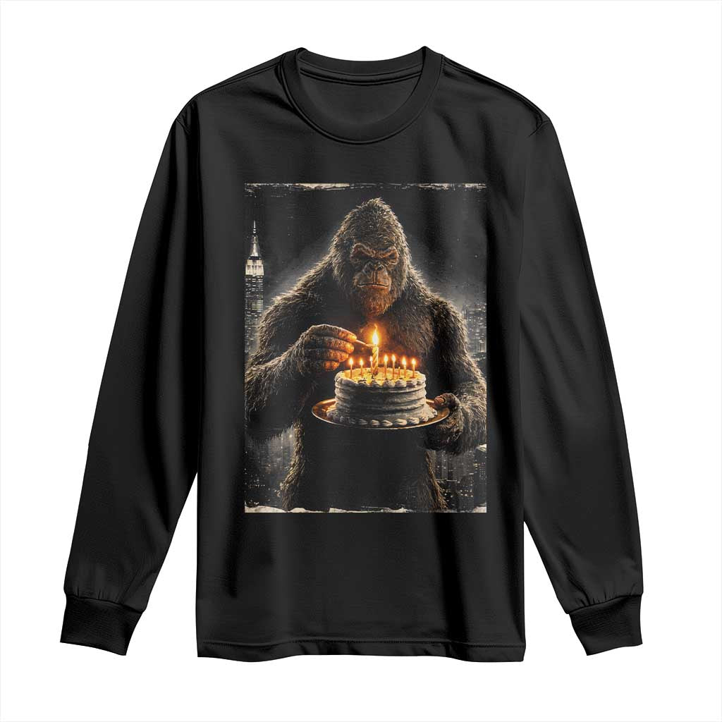 Funny Birthday Bigfoot Long Sleeve Shirt Sasquatsch Bday Party Vintage Graphic Japanese Art