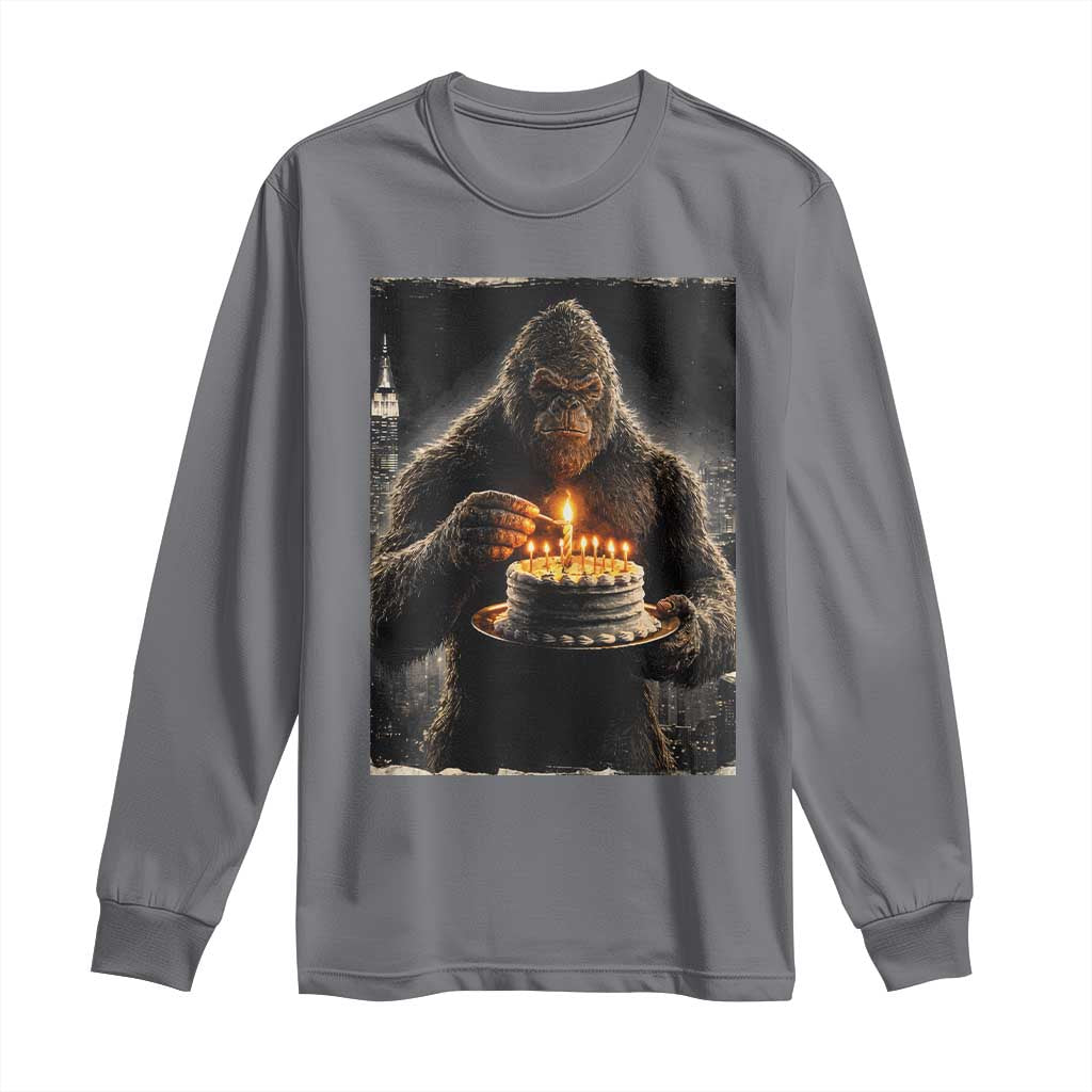 Funny Birthday Bigfoot Long Sleeve Shirt Sasquatsch Bday Party Vintage Graphic Japanese Art