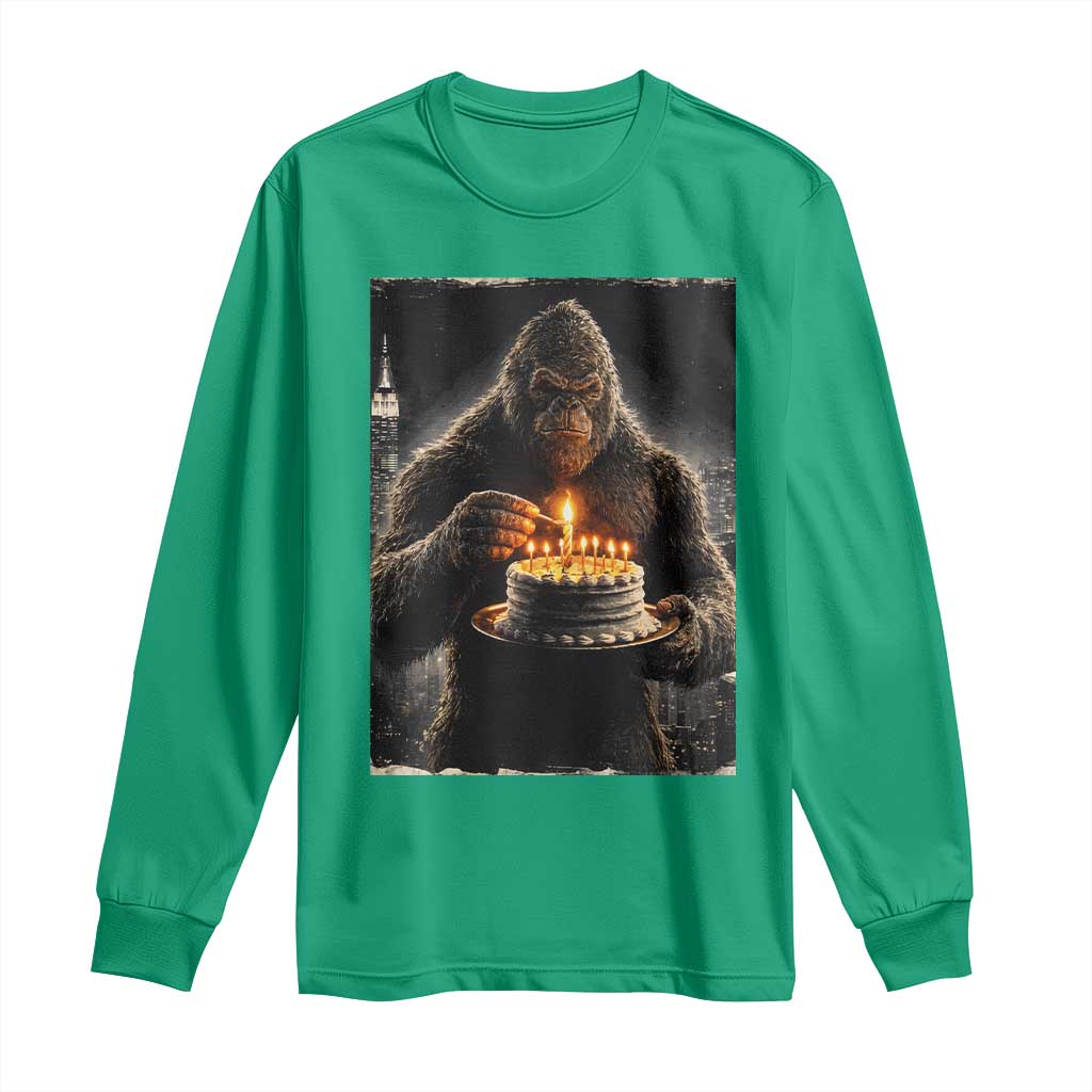 Funny Birthday Bigfoot Long Sleeve Shirt Sasquatsch Bday Party Vintage Graphic Japanese Art