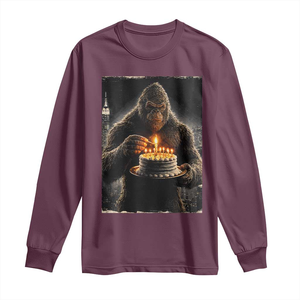 Funny Birthday Bigfoot Long Sleeve Shirt Sasquatsch Bday Party Vintage Graphic Japanese Art