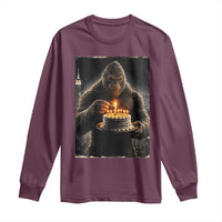 Funny Birthday Bigfoot Long Sleeve Shirt Sasquatsch Bday Party Vintage Graphic Japanese Art