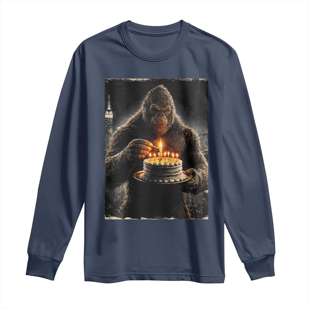 Funny Birthday Bigfoot Long Sleeve Shirt Sasquatsch Bday Party Vintage Graphic Japanese Art