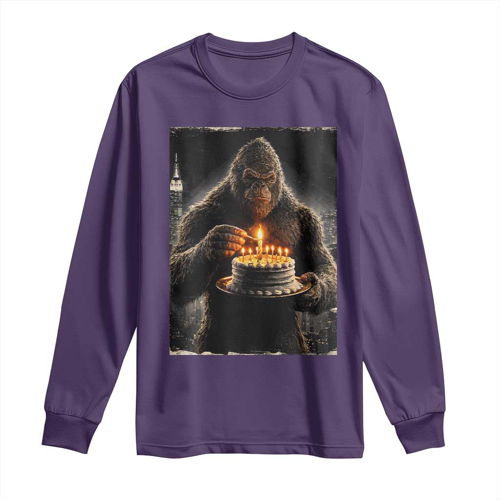 Funny Birthday Bigfoot Long Sleeve Shirt Sasquatsch Bday Party Vintage Graphic Japanese Art
